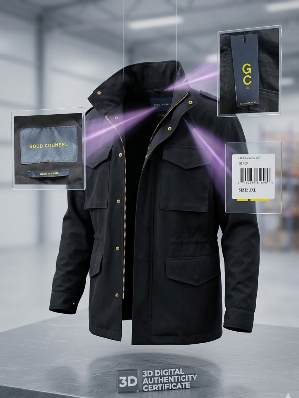 Men's Black Military Field Jacket